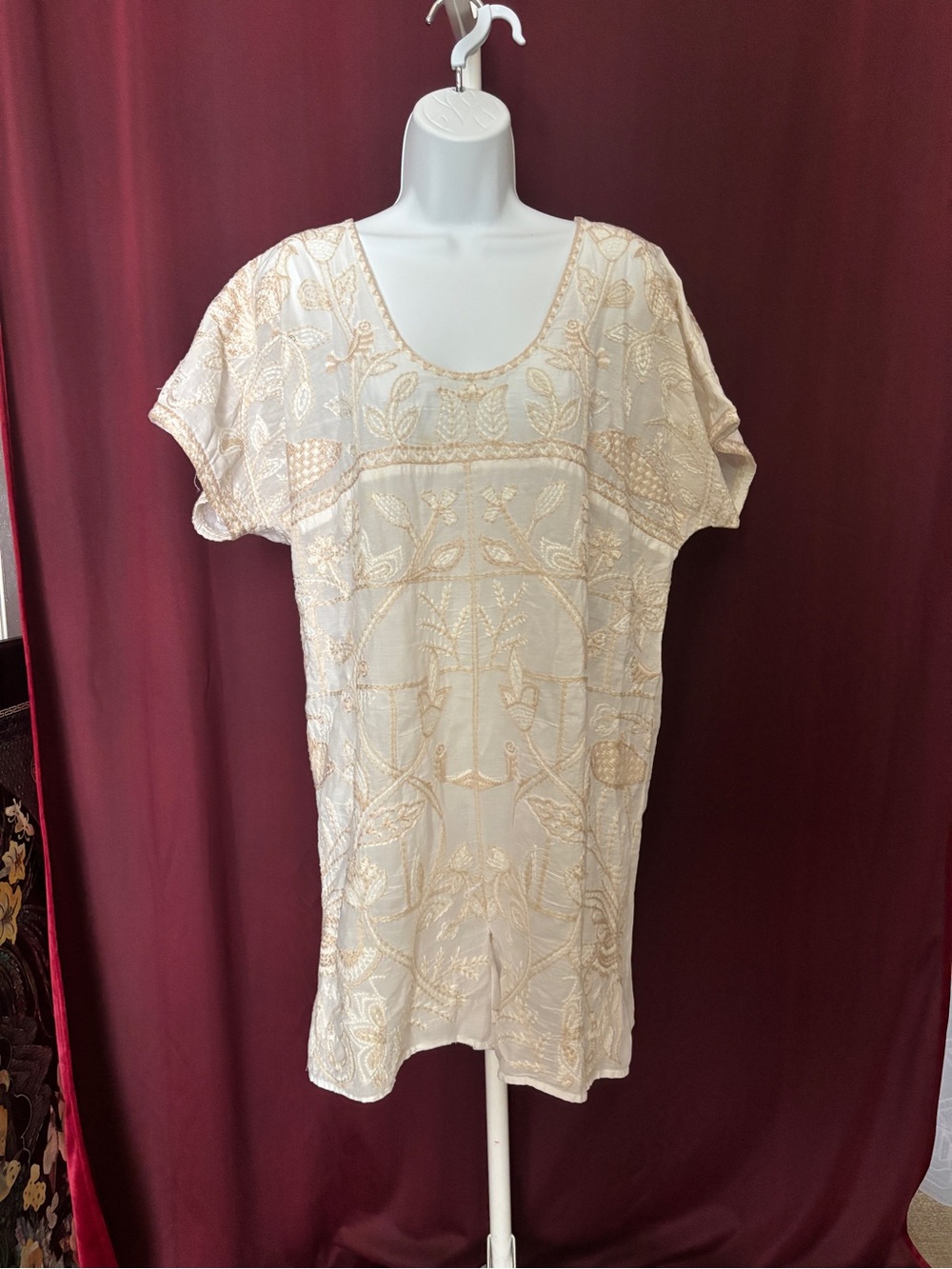 Zara Cream Embroidered Short Sleeve Shortall